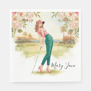 Golf Woman golfer on golf course Napkin