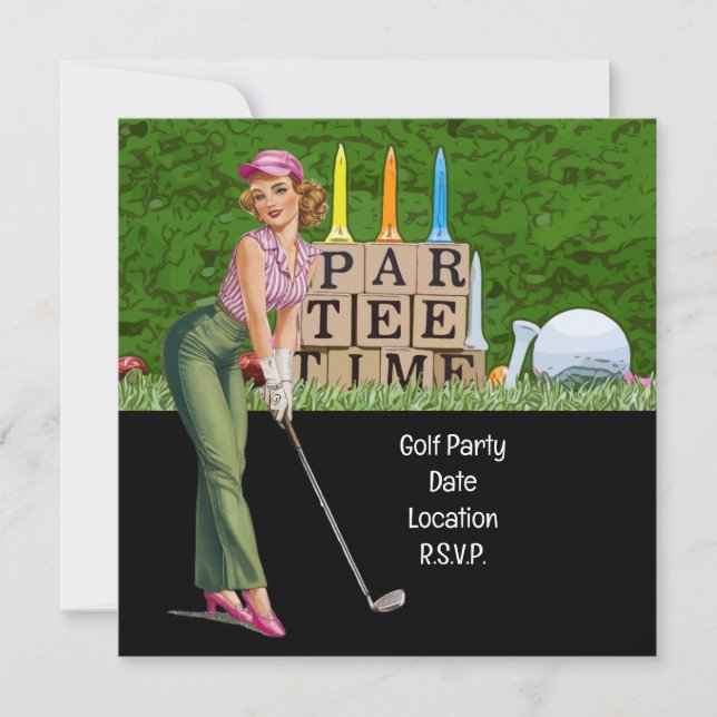 Golf  Woman golfer party  Save The Date (Front)