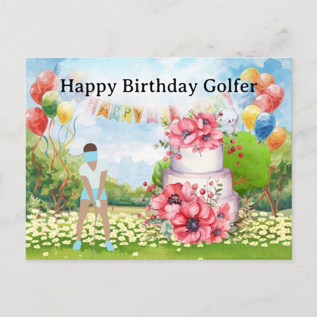 Golf woman is playing golf  Birthday golfer Card (Front)