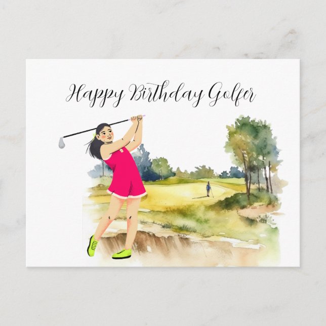 Golf woman is playing golf  Birthday golfer Card (Front)