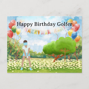 Golf woman is playing golf  Birthday golfer Card