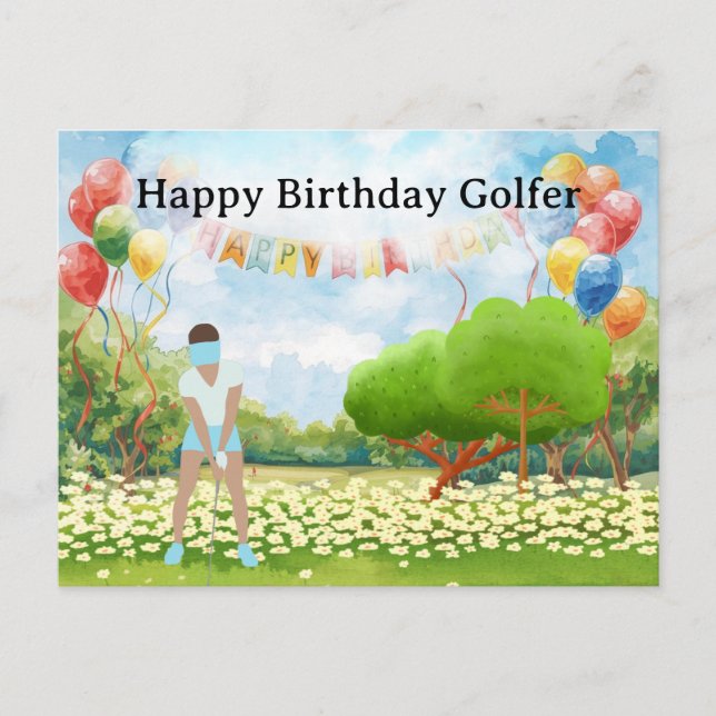 Golf woman is playing golf  Birthday golfer Card (Front)