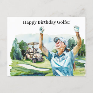 Golf woman is playing golf  Birthday golfer Card