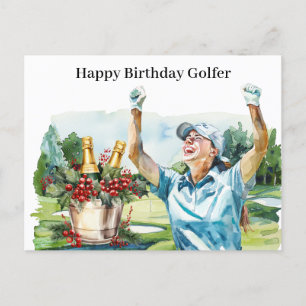 Golf woman is playing golf  Birthday golfer Card