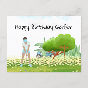 Golf woman is playing golf  Birthday golfer Card