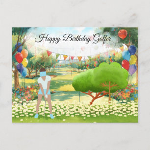 Golf woman is playing golf  Birthday golfer Card