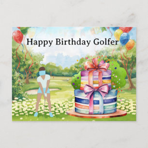 Golf woman is playing golf  Birthday golfer Card