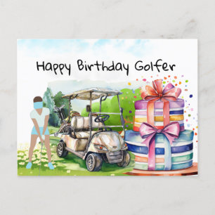 Golf woman is playing golf  Birthday golfer Card