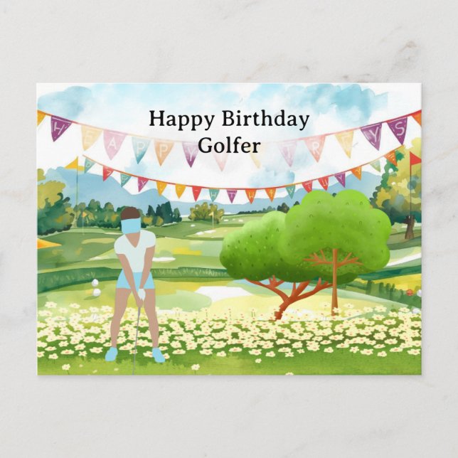 Golf woman is playing golf  Birthday golfer Card (Front)