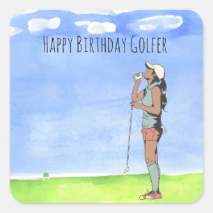 Golf woman is playing golf  Birthday golfer Square Sticker