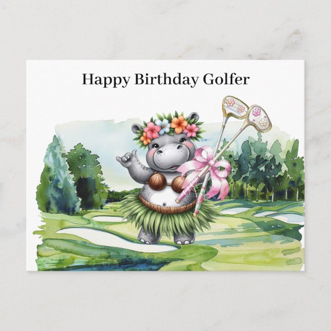 Golf woman is playing golf  Birthday Hawaii Golfer Holiday Postcard (Front)