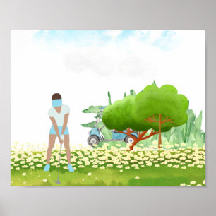 Golf woman is playing golf  poster
