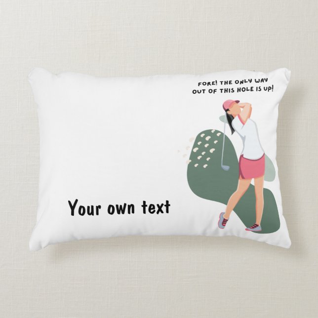 Golf Woman Player is Golfing   Decorative Cushion (Front)