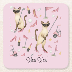 Golf Woman themed for Bachelorette Party Square Paper Coaster