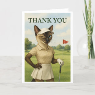 Golf Woman Tournament Cat golfer  Golfing  Thank You Card