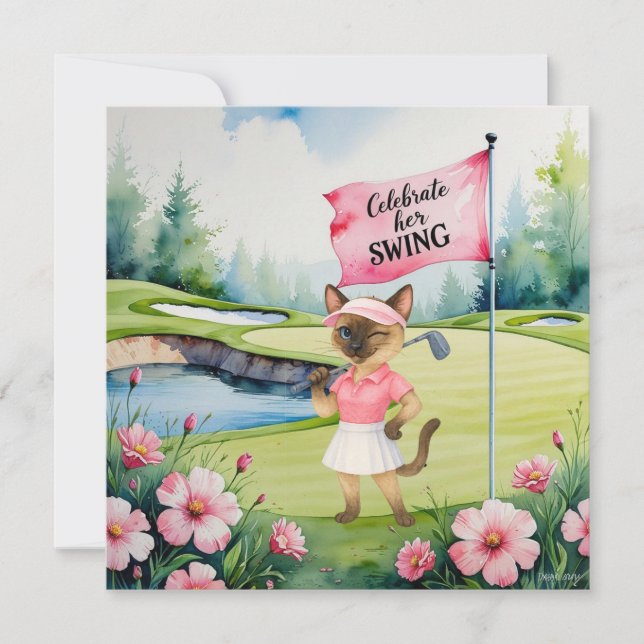 Golf Woman Tournament for  Siamese Cat Golfer Card (Front)