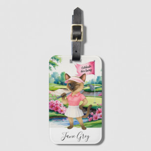 Golf Woman Tournament for Siamese Cat Golfer Luggage Tag