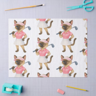Golf Woman Tournament for  Siamese Cat Golfer Tissue Paper