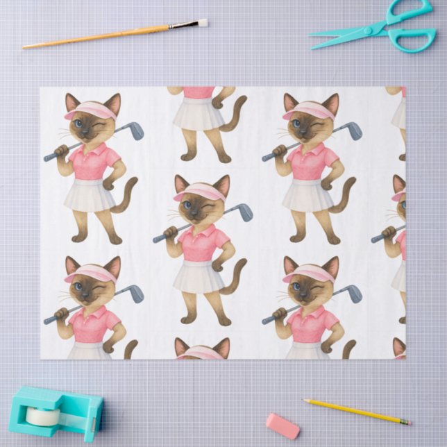 Golf Woman Tournament for  Siamese Cat Golfer Tissue Paper (Craft)