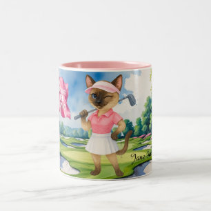 Golf Woman Tournament for Siamese Cat Golfer Two-Tone Coffee Mug