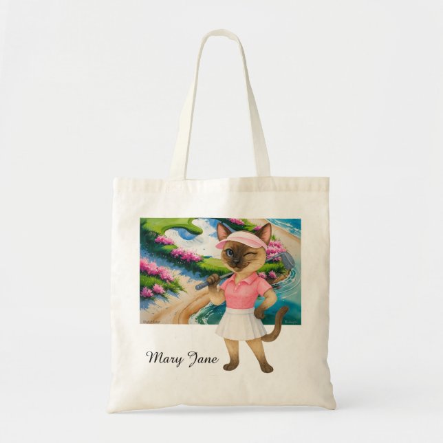Golf Woman Tournament for Siamese Cat lovers Tote Bag (Front)