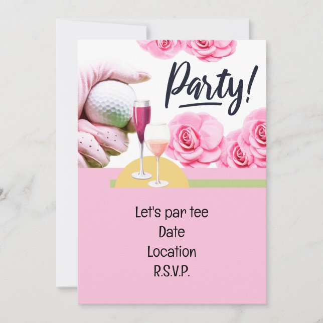 Golf Woman TOURNAMENT PARTY PINK THEME Invitation (Front)