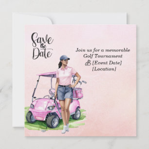 Golf Woman tournament Pink themed Invitation