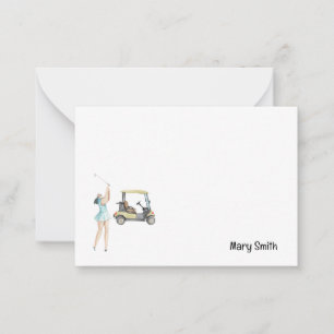 Golf woman with golf cart card