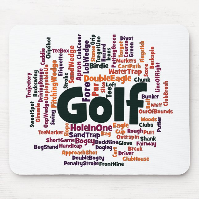 Golf Word Cloud Mouse Mat (Front)