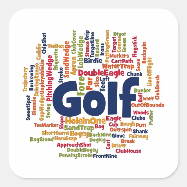 Golf Word Cloud Square Sticker (Front)