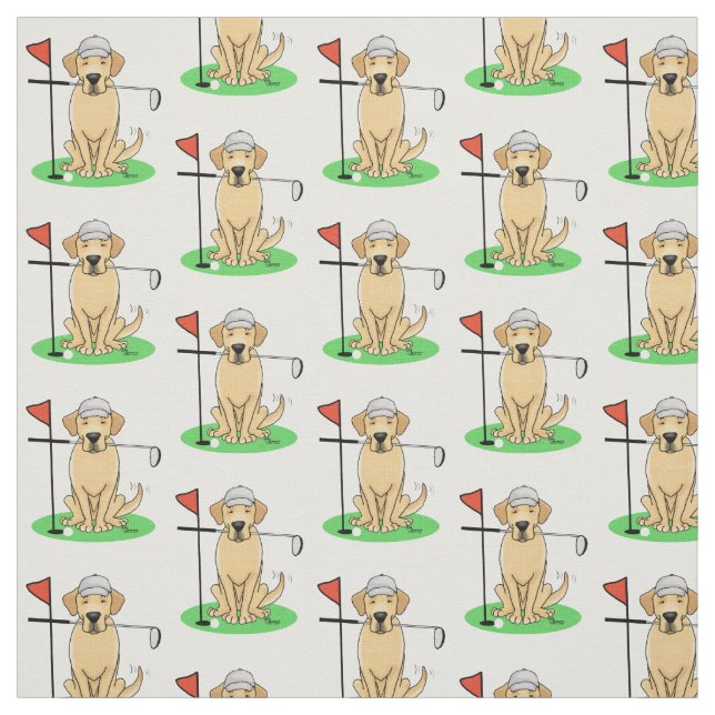 Golf Yellow Labrador Retriever (yel 3) Dog - Cute Fabric (Swatch)