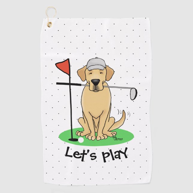 Golf Yellow Labrador Retriever (yel 3) Dog - Cute Golf Towel (Front)