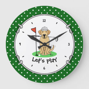 Golf Yellow Labrador Retriever (yel 3) Dog - Cute Large Clock