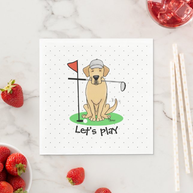 Golf Yellow Labrador Retriever (yel 3) Dog - Cute Napkin (Insitu)