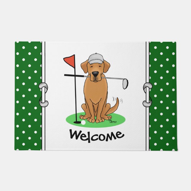 Golf Yellow Labrador Retriever (yel 5) Dog - Cute Doormat (Front)