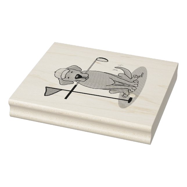 Golf Yellow Labrador Retriever (yel 5) Dog - Cute Rubber Stamp (Stamp)