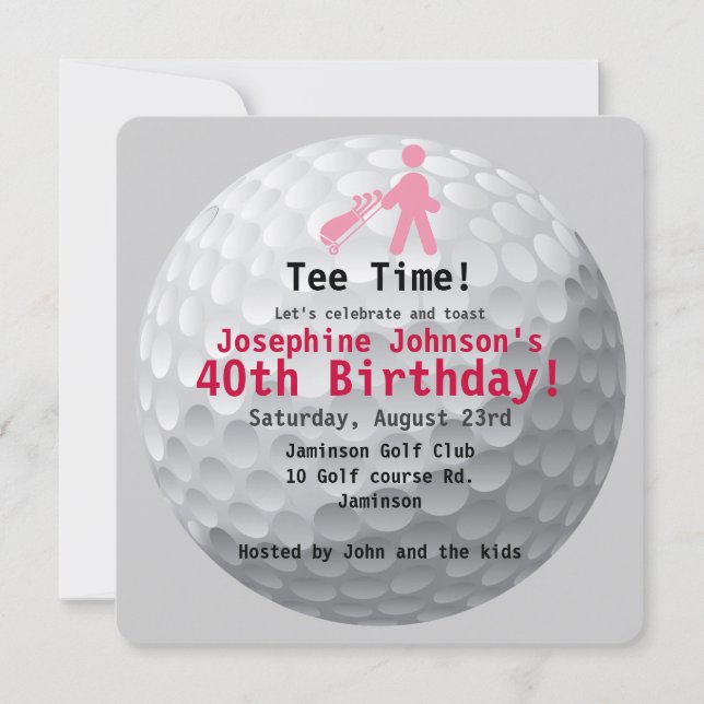 Golfball Green Golf 40th Birthday Party Invitation (Front)