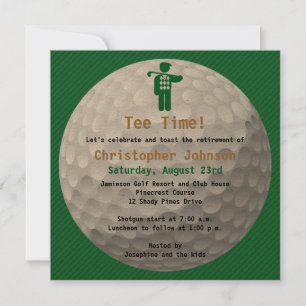 Golfball Green Golf Retirement Party Invitation
