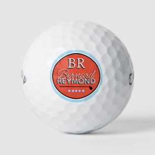 GolfBall with Name Monogram orange-red Golf Balls