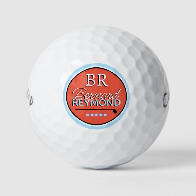 GolfBall with Name Monogram orange-red Golf Balls (Front)