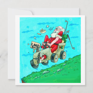 Golfcart Santa Holiday Card