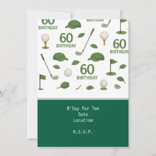 Golfer 60th Birthday for Cat Lover Invitation