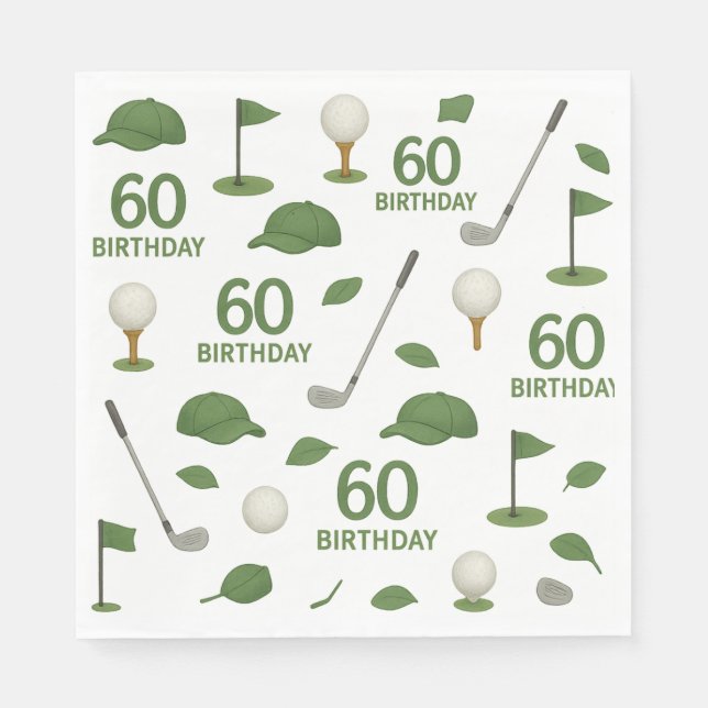 Golfer 60th Birthday with golf ball and iron Napkin (Front)