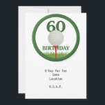 Golfer 60th Birthday with golf ball on tee Invitation<br><div class="desc">Golfer 60th Birthday with golf ball on tee Invitation card</div>