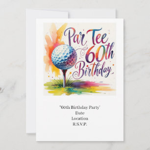 Golfer 60th Birthday with golf ball on tee Invitation