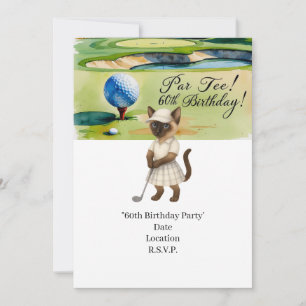 Golfer 60th Birthday with golf ball on tee Invitation