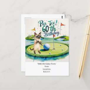 Golfer 60th Birthday with golf ball on tee Postcard