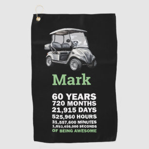 Golfer 60th Birthday with golf cart Towel