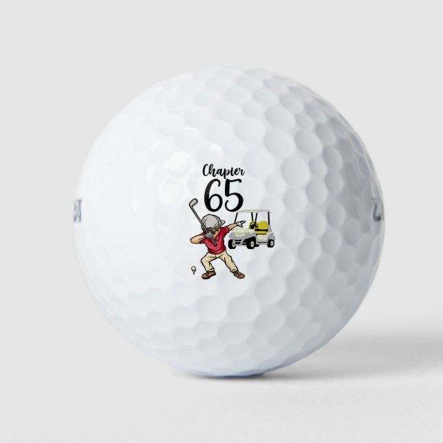 Golfer 65th Birthday Dabbing with golf cart Golf Balls (Front)