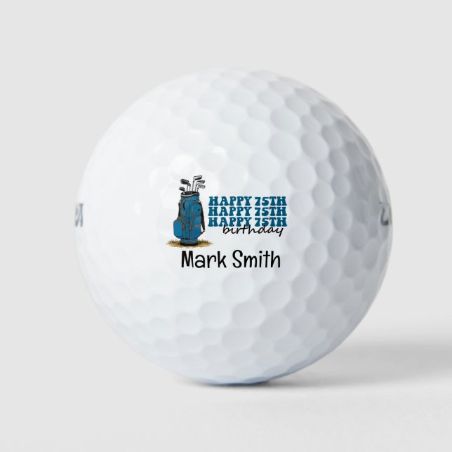 Golfer 75th Birthday  Golf Balls (Front)